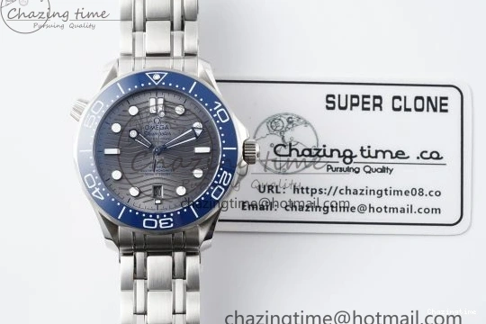 0310 Affordable Seamaster Diver 300M ZF 1:1 Best Edition Blue Ceramic Gray Dial on SS Bracelet A 7734